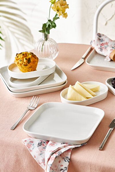 Emsan Yeni Mısra Porselen 12 Parça 6 Kişilik Kahvaltı Servis Takımı Beyaz