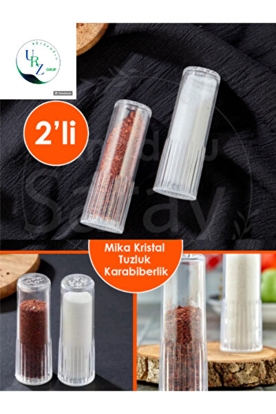 Genel Markalar Mika Kristal Tuzluk Ve Biberlik , Baharatlık 2 Adet ( Boy 13 Cm )
