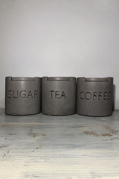 RocArt Home Concrete Celery Decorative Countertop Tea-sugar-coffee Set (Large Size)