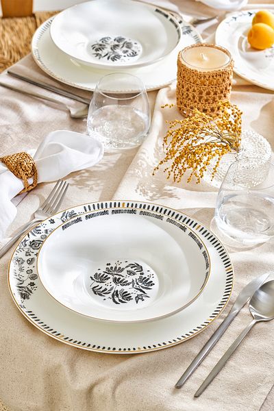 Emsan Artisan Fine Bone 2-Piece Deep Plate 22 cm