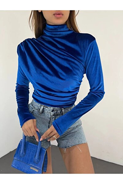 TOKARİS TEKSTİL بلوزة نسائية مخملية برباط