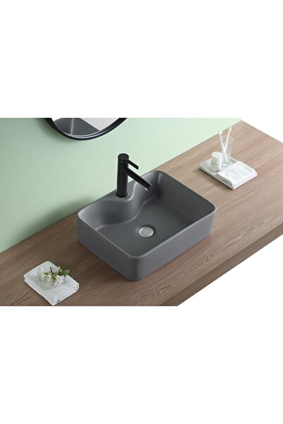 PUROSER Finike Matt Grey Tezgah Üstü Çanak Lavabo