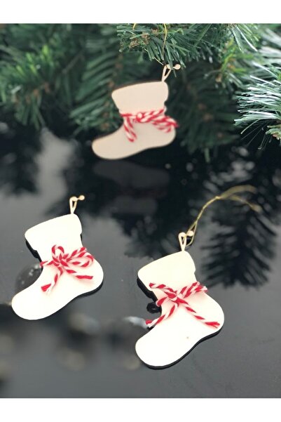 Denseden Πρωτοχρονιάτικο ειδικό ξύλινο στολίδι δώρου κάλτσας στολίδι από ξύλο πεύκου Χριστουγεννιάτικο στολίδι 6 τεμαχίων