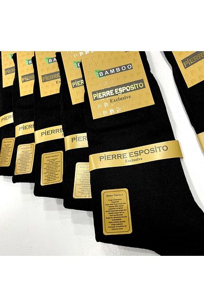 Pierre Esposito Συσκευασία με 10 ανδρικές αρωματικές μαύρες κάλτσες μπαμπού
