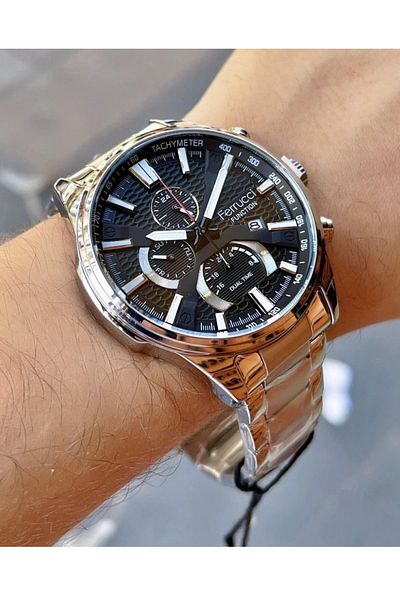 Ferrucci Men's Multifunctional Metal Band Wristwatch