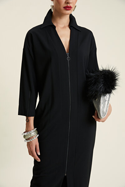 VERDA Zipper and Slit Detailed Dress