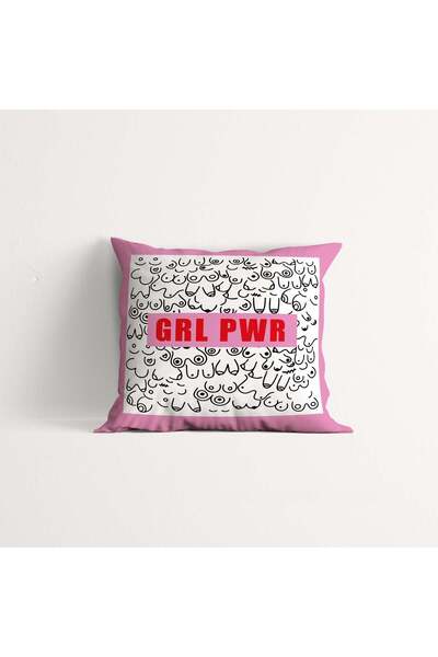 The Lucid Lab Girl Power Pembe Çift Taraflı Kırlent Kılıfı 2 Adet