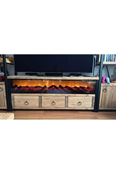ŞÖMİNE EVİ DEKORATİF ŞÖMİNE 5 RENK EFEKTİ+Bluetooht + Uzaktan Kumanda + ateş ...
