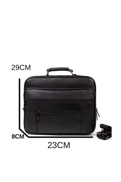 Fiyaka Nw-3005 Oversized Genuine Leather Case Men's Hand and Shoulder Bag Black