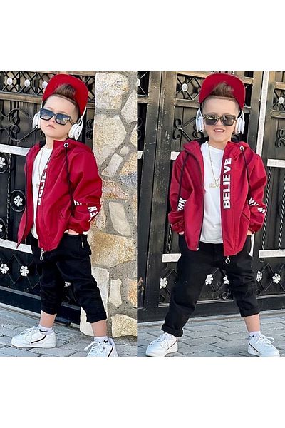 Calisa Boy's 3-Piece Winter Suit Waterproof Raincoat Coat Jogger Jeans Trousers Sweat Suit Clothing