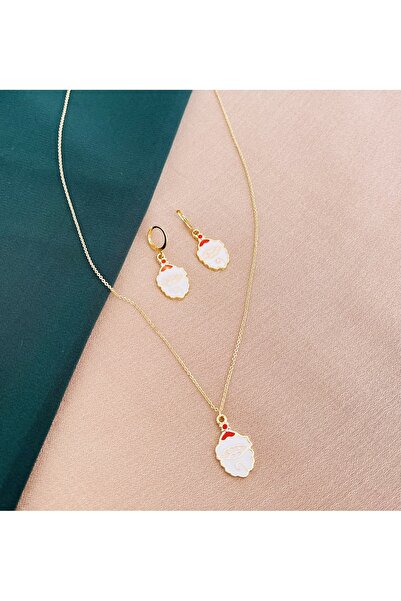RM Bijuteri Santa Claus Christmas Necklace Earring Set
