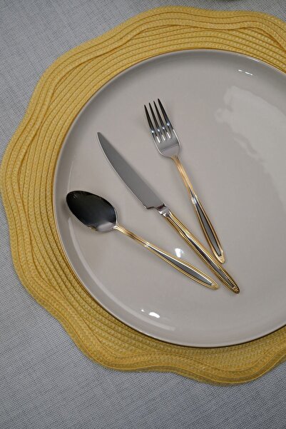 Lugga Sare Gold Dessert Cutlery Set 18/10 Stainless Steel 6 Person 18 Pieces