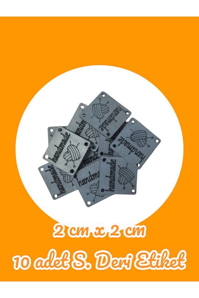 Masal Örgü Evi Pack of 10 Artificial Leather Classic Labels Handmade Written Labels 2 X 2 Cm