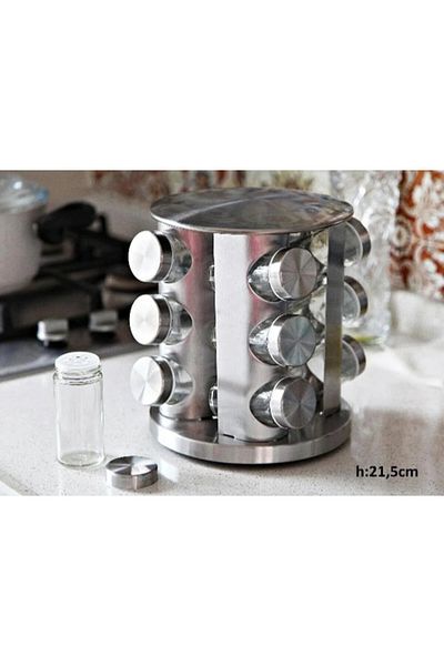 umut züccaciye stainless metal spinning stand glass spice rack