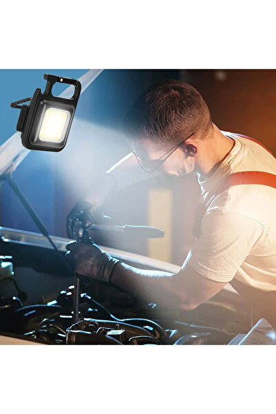 Canderel Mini Led Metal Kasa El Feneri Mıknatıslı Su Geçirmez Şişe Açacaklı Ş...