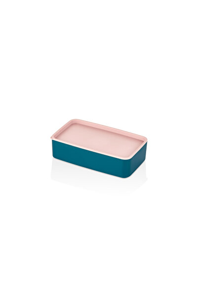 MHK Collection 2 Tier Storage Box with Adjustable Compartments and Cutlery (PINK LID)