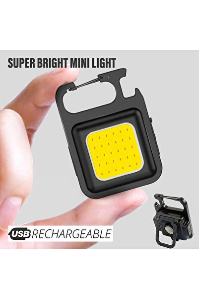 Canderel Mini Led Metal Kasa El Feneri Mıknatıslı Su Geçirmez Şişe Açacaklı Şarjlı 800mah Usb Şarj