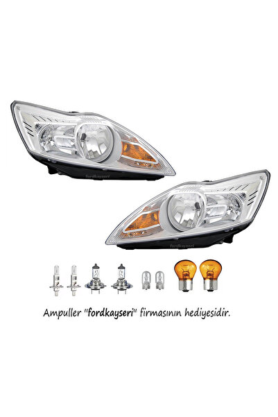 fkoto Focus Uyumlu 2,5 Ön Far Lamba Nikelaj Sağ Sol Takım Makyajlı Kasa 2008-...
