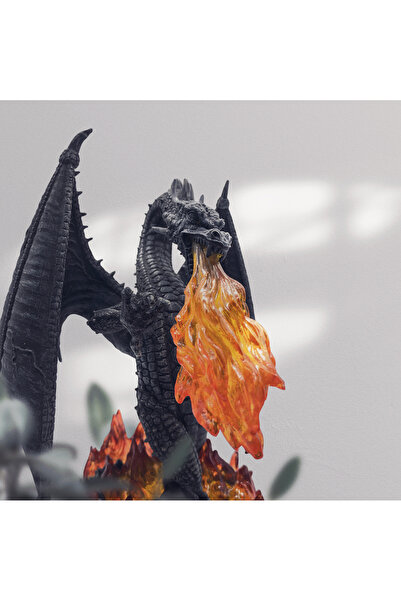maketistan Veronese Ateş Püsküren Ejderha Figürü, Renkli El Boyaması, Dekoratif Heykel 17x17x22 cm