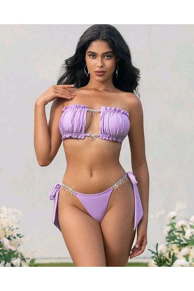 ŞAHPERA BUTİK Σετ μπικίνι Lilac Stone