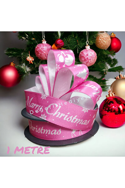 AGH Değerli Hediyeler 1 МЕТР Сатинова стрічка з принтом Maryy для новорічного...