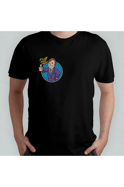 Pixxa Better Call Saul Pipboy Fallout 100% Cotton Crew Neck T-Shirt Model - 2