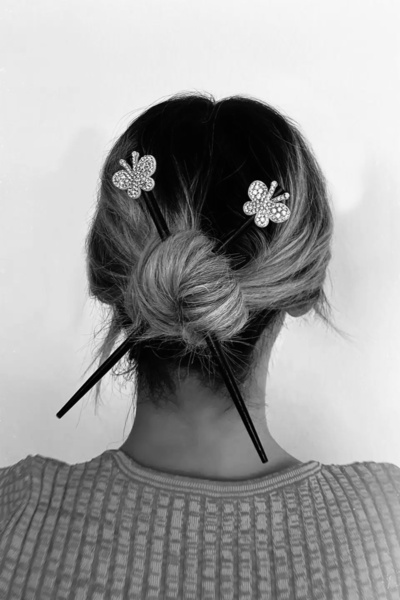 Alâ Atelier fluture de piatră dublu băț negru cataramă coc cataramă creion