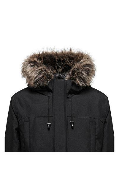 Only & Sons Onsfuture Men's Black Faux Fur Parka - 22027557