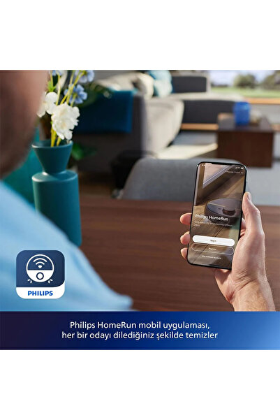 Philips HomeRun 3000 Serisi Islak&Kuru Lazer Haritalandırma Yüksek emiş gücü Robot Süpürge Beyaz