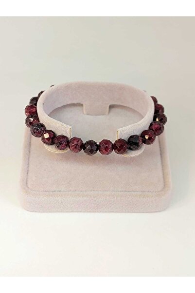 Yasamtohumu Crveni (granat) kamen, faset kroj 8mm unisex narukvica (42515-jedna)