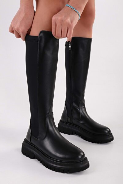 Shoeberry Kréta fekete női vastagtalpú csizma