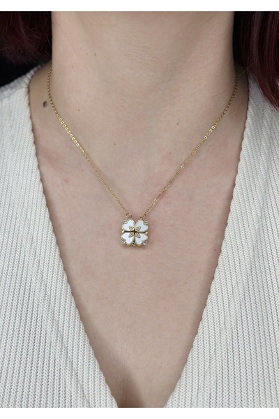 Arora Çelik Gold Açılabilir Yonca Kolye Kararmaz Yüksek Kalite