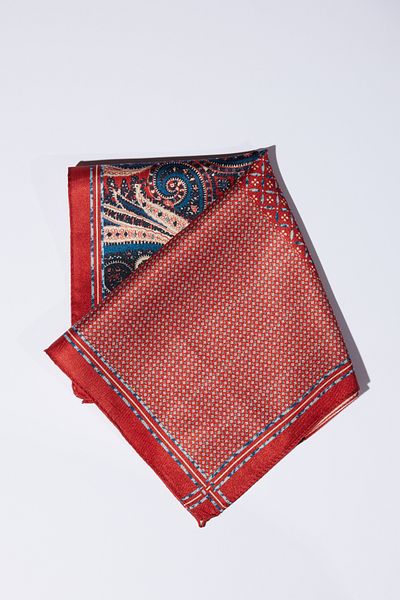 ALTINYILDIZ CLASSICS Men's Red-Navy Patterned Handkerchief
