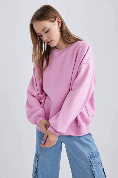 DeFacto A4177Ax/Pn450 Defacto Women's Sweat Pink
