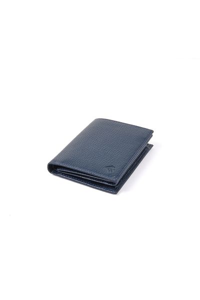 Eminsa Men's Navy Blue Genuine Leather Wallet 1009