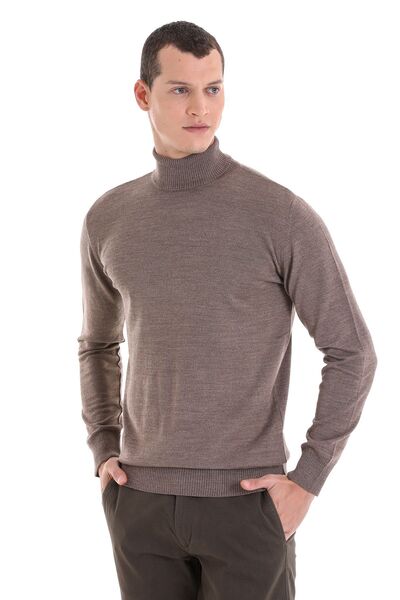 Hatemoğlu سترة منسوجة من الصوف ذات الياقة المدورة العادية من فرو المنك