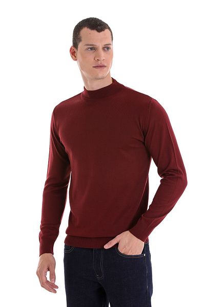 Hatemoğlu Tile Regular Fit Plain Half Turtleneck Wool Knitwear Sweater