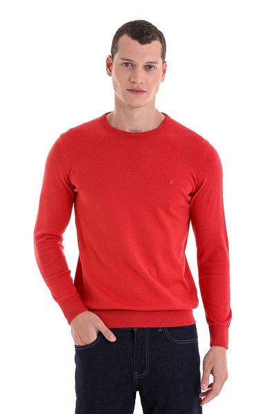 Hatemoğlu Tile Regular Fit Plain Crew Neck 100% Cotton Knitwear Sweater