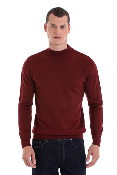 Hatemoğlu Tile Regular Fit Plain Half Turtleneck Wool Knitwear Sweater