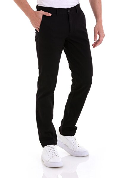 Hatemoğlu Black Regular Fit Plain Side Pocket Basic Canvas Trousers