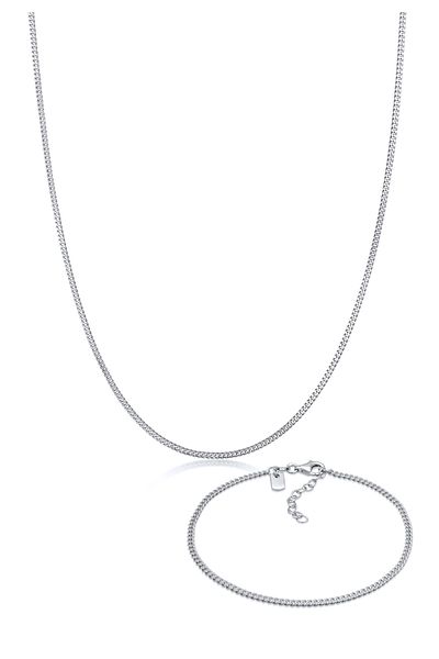 KUZZOI Schmuckset Panzerarmband Kette Basic 925 Silber