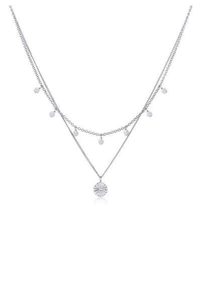 ELLI 925 Silber Halskette - Layer Plattchen Disc Sonne Designed