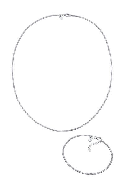 KUZZOI Schmuckset Panzerarmband Kette Basic 925 Silber
