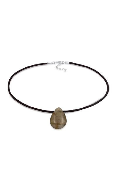 ELLI Halskette Choker Satin Labradorit Edelstein Tropfen 925 Silber