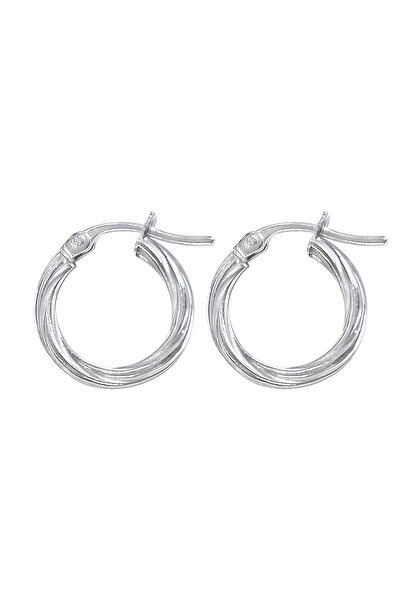 ELLI Ohrringe Creolen Gedreht Bügelverschluß 375er Weißgold