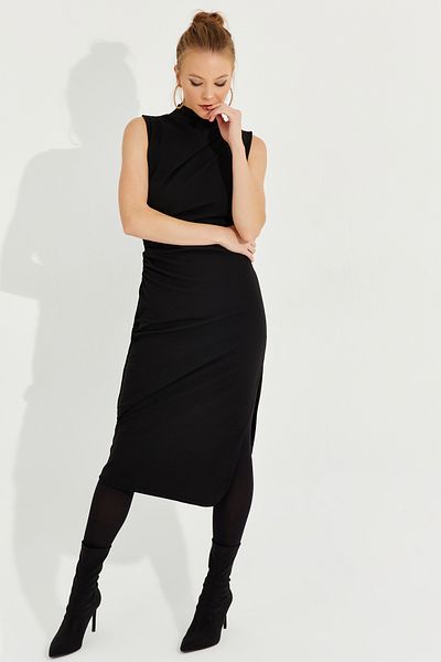 Cool & Sexy Rochie midi neagră fără mâneci pentru femei KED4048