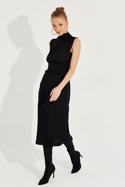 Cool & Sexy Rochie midi neagră fără mâneci pentru femei KED4048