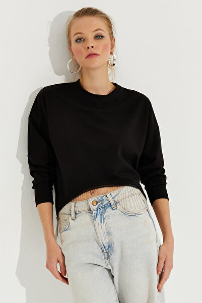 Cool & Sexy Dámská asymetrická mikina Black Chain EY2664