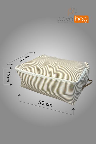 Pevabag Under Base Storage Bag Set (5 Pieces) 30*50*20 Cm with Cream Stripes