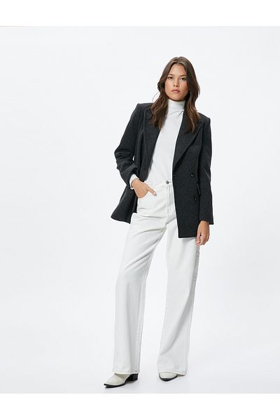 Koton Blazer Jacket Double Breasted Buttoned with Flap Pockets
